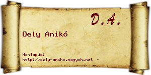 Dely Anikó névjegykártya